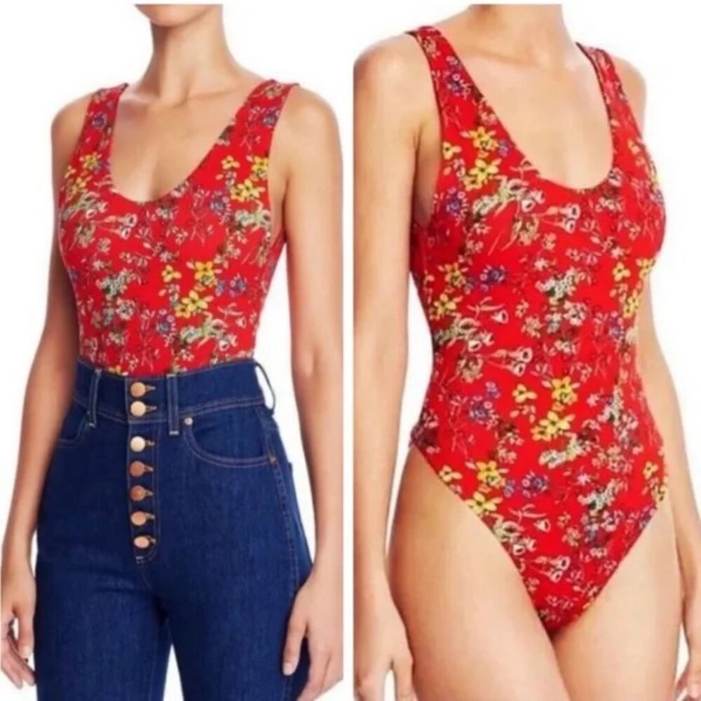 Alice and Olivia Arona Scoop-Back Floral Bodysuit